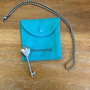 Tiffany & co heart key locket & chain necklace